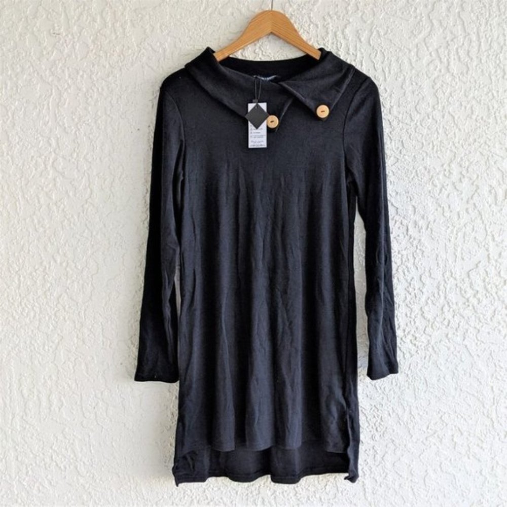 Jersey Knit Dress with Off-Set Collar (NWT)